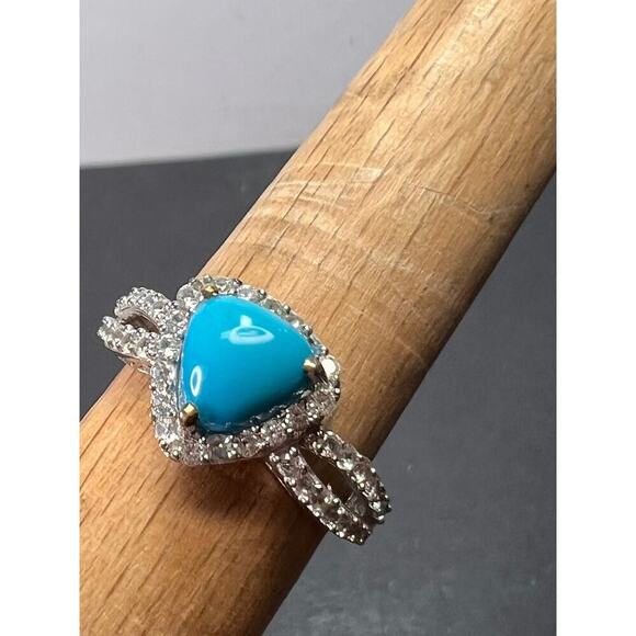 Chuck Clemency Sleeping Beauty turquoise ring in platinum over 925 silver size 8 - Picture 1 of 11